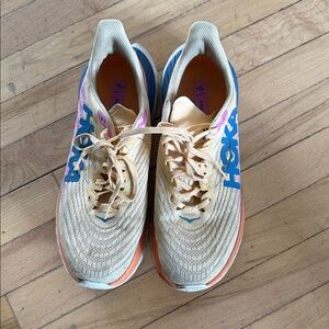 Hoka One One Women's Beige and Blue Athletic Shoes
